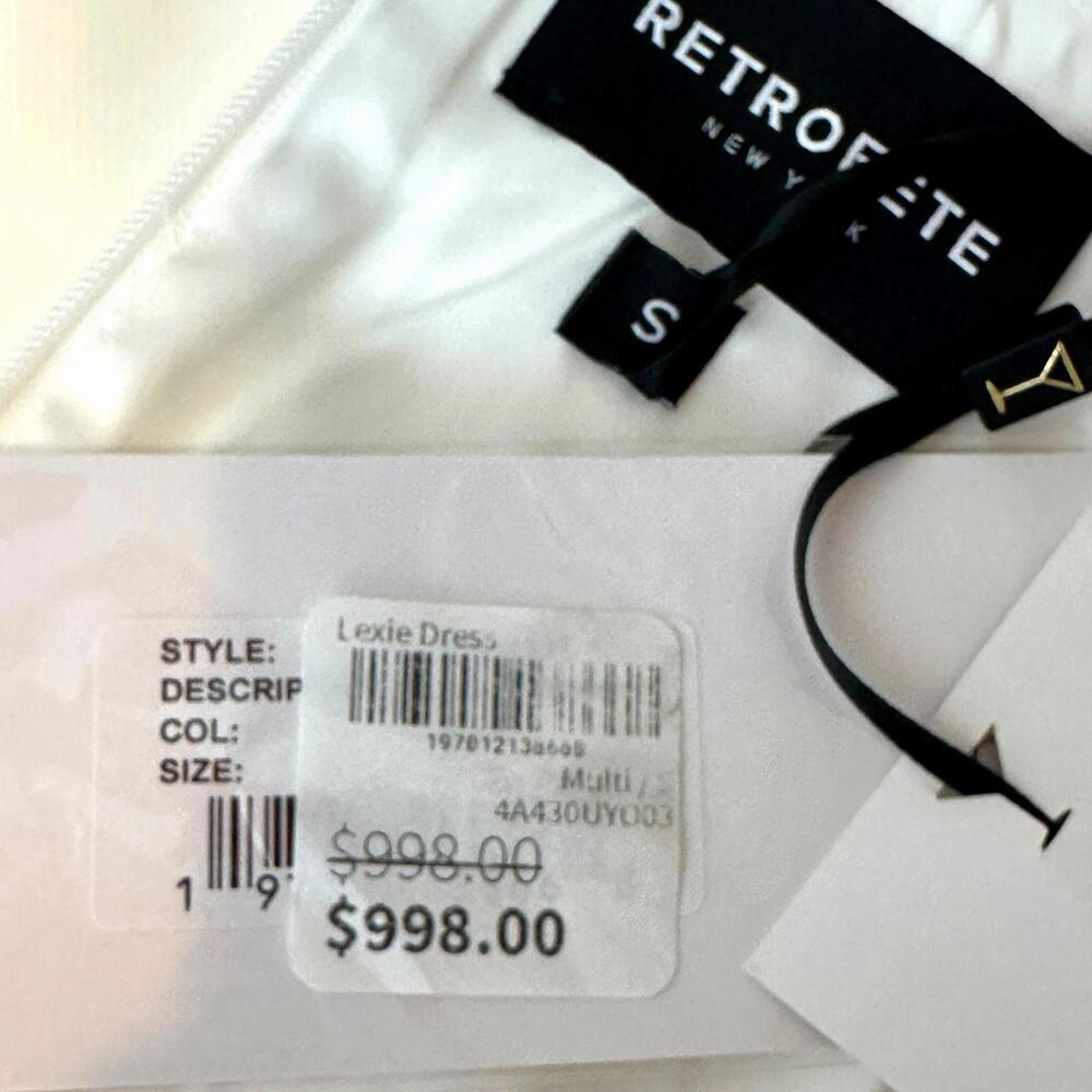 NWT $998 Retrofete Lexie Crystal Floral Wedding Bridal White Beaded Midi Small - Picture 3 of 10